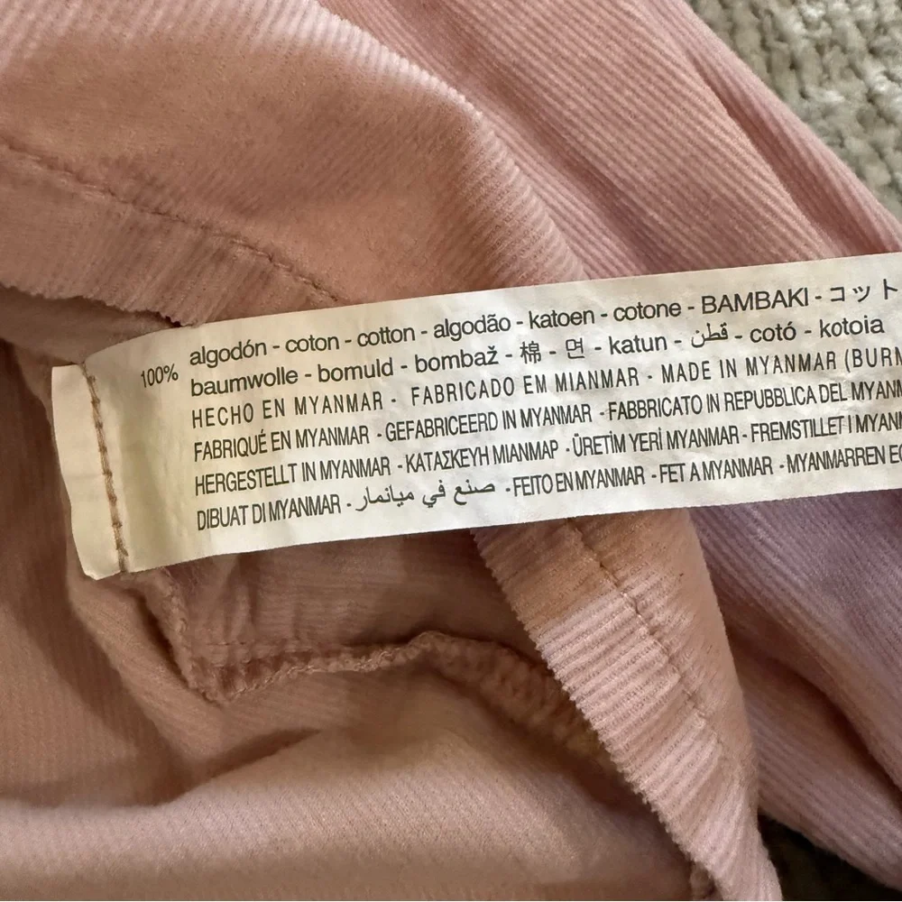 Zara Baby Pink Corduroy‎ Ruffle Collar Top 12-18M Long Sleeve Blouse Dusty Rose